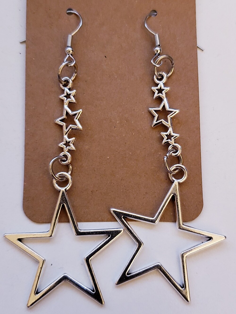 Handmade Silver Metal Star Earrings